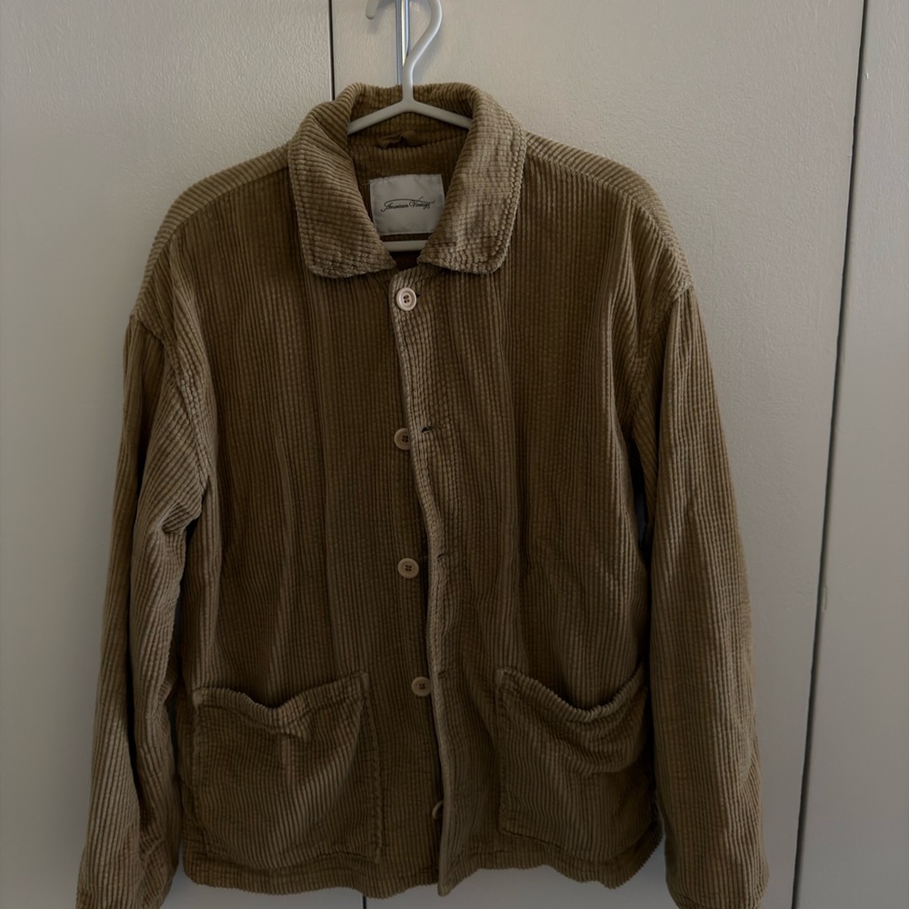 American Vintage Men's Brown Corduroy Jacket Size S/M Relaxed Fit